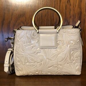 NWT-Patricia Nash-Tooled Empoli Satchel Crossbody-Latte-$249